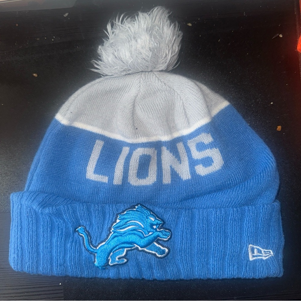Blue and White Lions Beanie